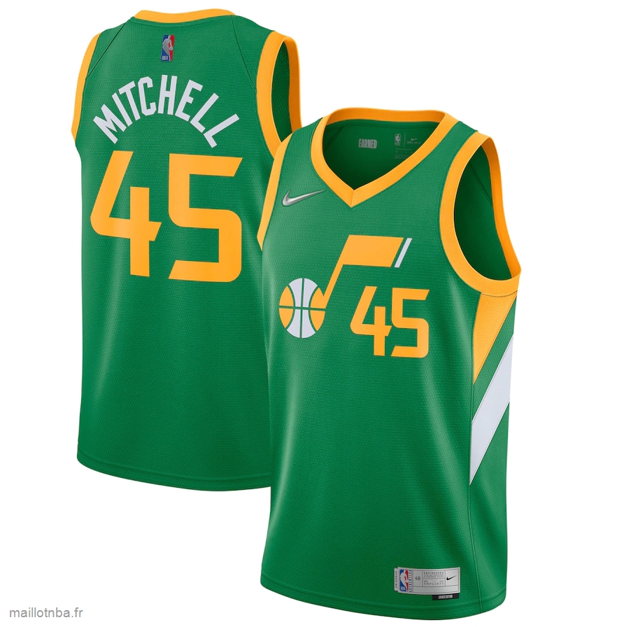 Maillot Utah Jazz Donovan Mitchell Nike Green 2020/21 Swingman Player Jersey – Earned Edition